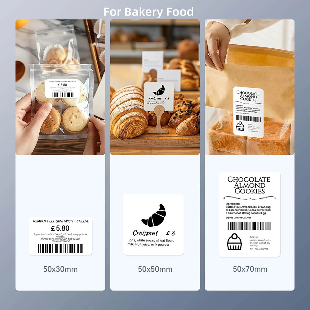 Niimbot B1 Wireless Thermal Label Printer Food Tag Barcode Price Small Business 20-50mm Print Width Label Machine for Home