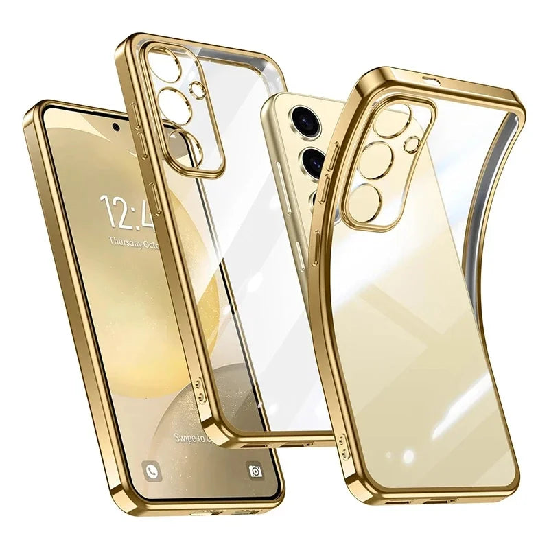 Plating Silicone Soft Case For Samsung Galaxy S26 Ultra S25FE S24 S23 FE Plus A57 A37 A56 A36 A16 A17 Transparent Clear Cover