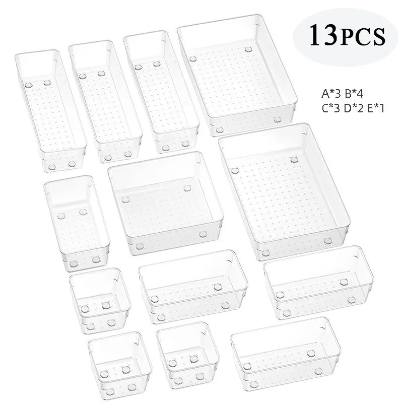 25-piece Visual Drawer Storage Box Set Transparent Compartment Multi-functional Desktop Built-in Stationery Sundries Storage Box