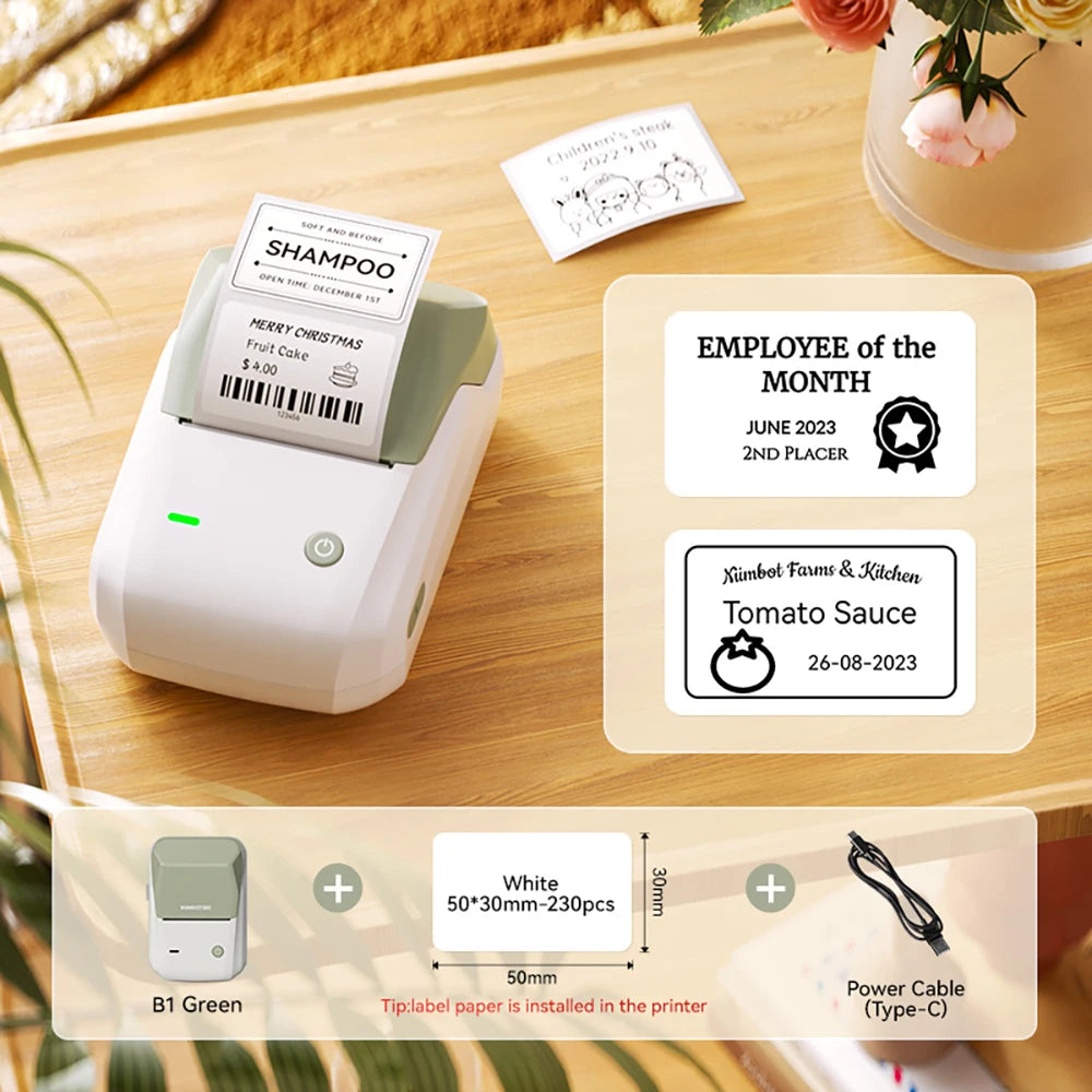 Niimbot B1 Wireless Thermal Label Printer Food Tag Barcode Price Small Business 20-50mm Print Width Label Machine for Home