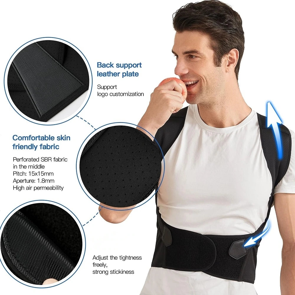 Back Brace Posture Support for Women and Men, Shoulder Straightener Adjustable Full Back Support Upper and Lower Back and Neck