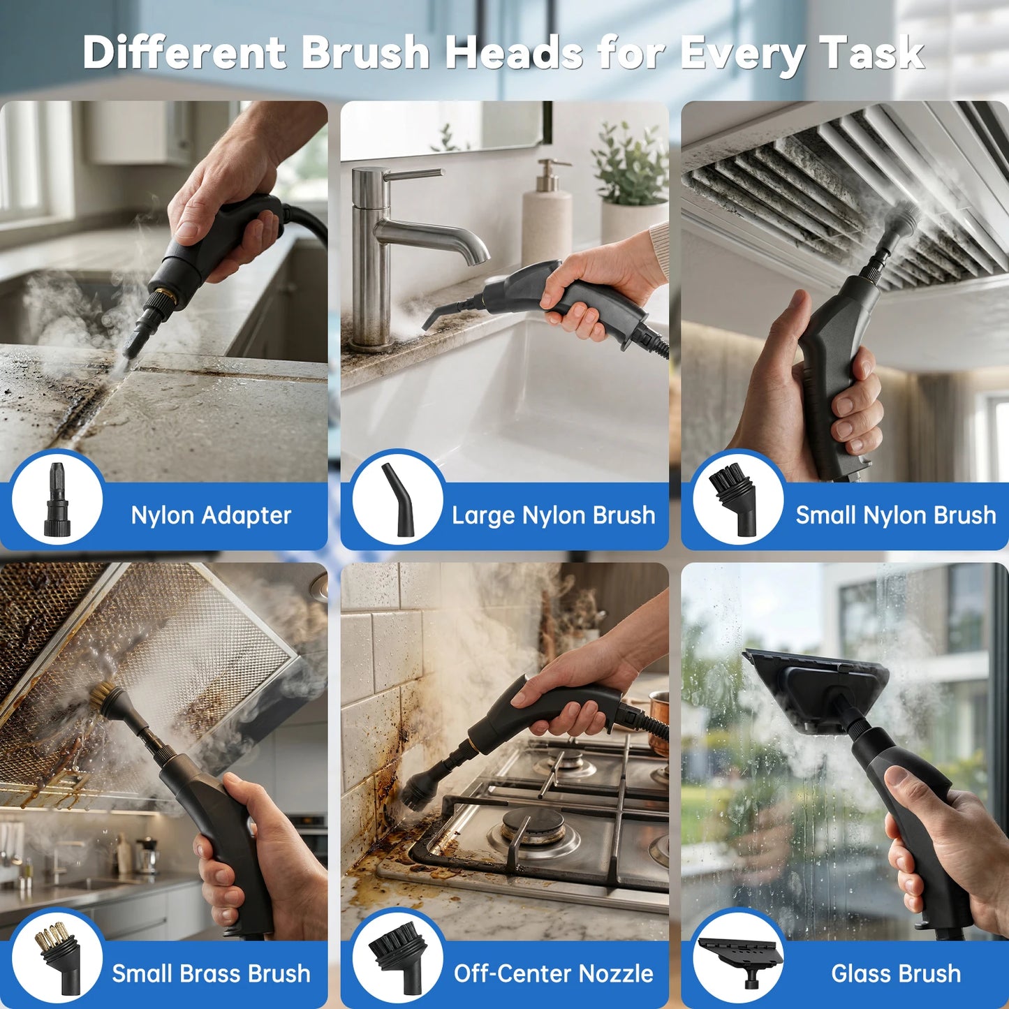2500W High Temperature Steam Cleaner 110V Portable Handheld Steam Cleaning Machine With Multiple Accessories US Plug