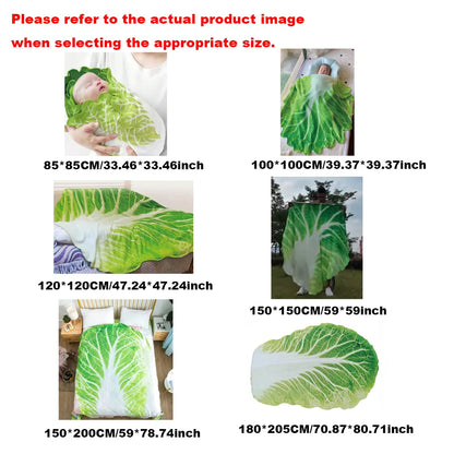 Double-Sided Flannel Cabbage Pattern Home Sofa Blanket Soft Creative Design Warm Throw Blanket for Living Room