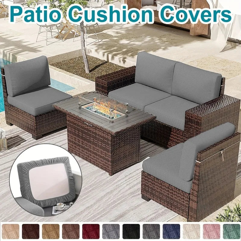Waffle Jacquard Patio Sofa Cover Waterproof Splash Polar Fleece Sofa Seat Cushion Slipcover Home Garden Decor Elastic Sofa Case