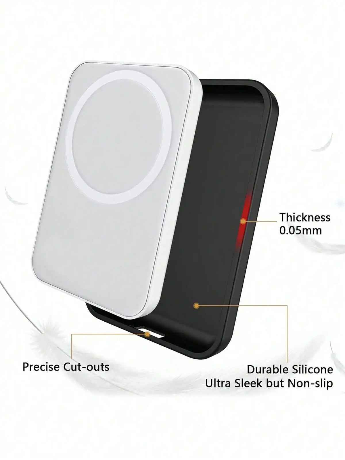1Pcs Black TPU Charging Case Protector, Compatible With Apple's Original MagSafe Wireless Power Bank