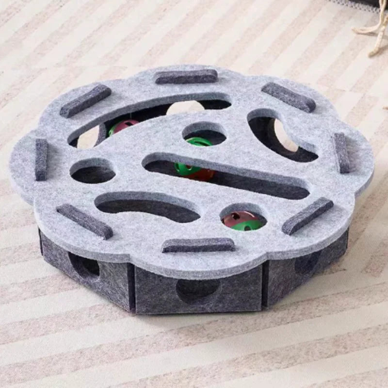 Indoor Cat Puzzle Toy Felt Exercise Box with Ball - Entertainment And Hunting Simulation for Cats Sports And Entertainment