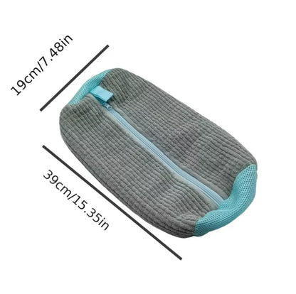 Machine washable shoe washing and drying bag, soft fiber—durable polyester shoe cover, adjustable shoelaces, durable shoe washin