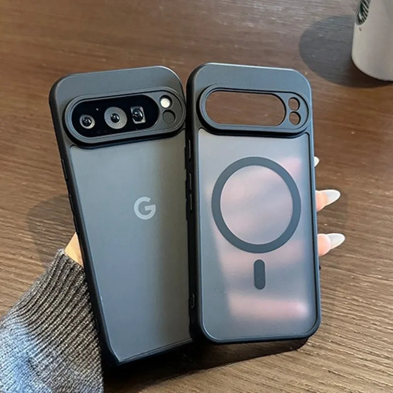 For Google 9A Magnetic Case Slim Matte Carbon Fiber Wireless Charger Cover for Google Pixel 9 10 Pro XL 8A 8 Pro Armror Cover