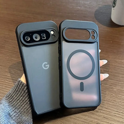 For Google 9A Magnetic Case Slim Matte Carbon Fiber Wireless Charger Cover for Google Pixel 9 10 Pro XL 8A 8 Pro Armror Cover