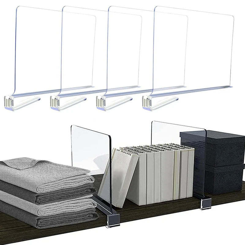 Transparent Closet Shelf For Wardrobe Organizer Clothes Divider Cupboard Bookcase Divider Baffle