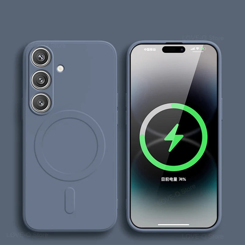 For Magsafe Magnetic Wireless Charge Case For Samsung Galaxy S25 S26 S24 S23 S 25 Ultra Plus FE Soft Cases Liquid Silicone Cover
