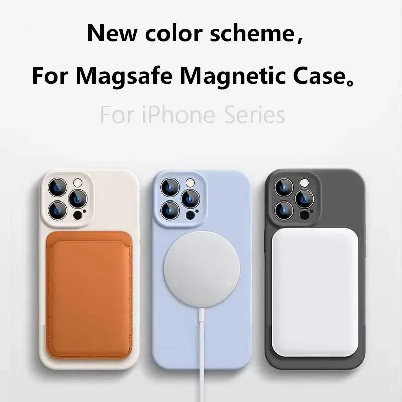 Magnetic Luxury MagSafe Liquid Silicone iPhone Case – Wireless Charging Cover for iPhone 13–17 Series