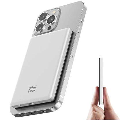 5000mAh Magnetic Power Bank, Wireless & 20W Fast Charger, for iPhone, Samsung (Type-C), Travel Portable Phone Battery Pack.