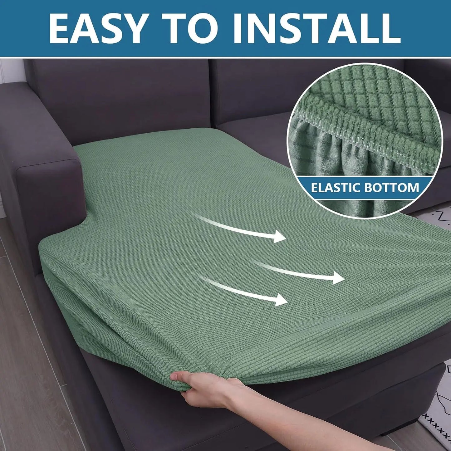 Jacquard Patio Sofa Cushion Cover Universal Outdoor Stretch Sofa Cover Solid Color Cushion Protector Waffle Pattern