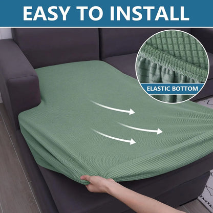 Jacquard Patio Sofa Cushion Cover Universal Outdoor Stretch Sofa Cover Solid Color Cushion Protector Waffle Pattern