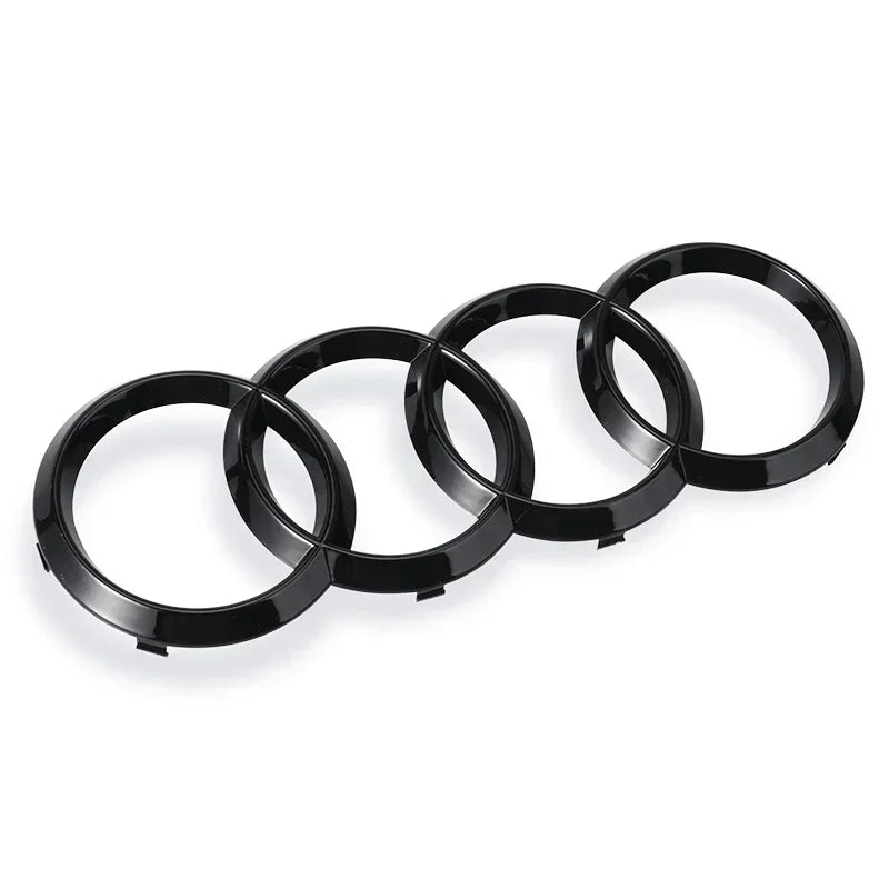 For Audi A3 A4 A5 A6 A7 Q2 Q3 Q5 Q8 TT ABS Black Hood Front Bonnet Grill Rear Trunk Emblem Logo Badge Sticker Decal  4 Ring Logo