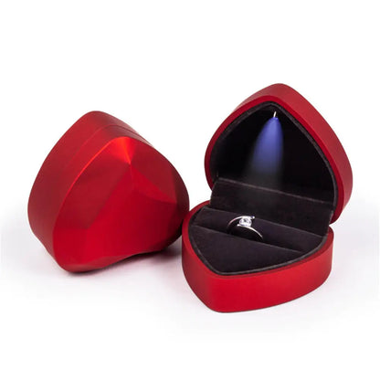 LED Jewelry Ring Box – Luxury Velvet Pendant & Necklace Display with Light for Proposal & Engagement