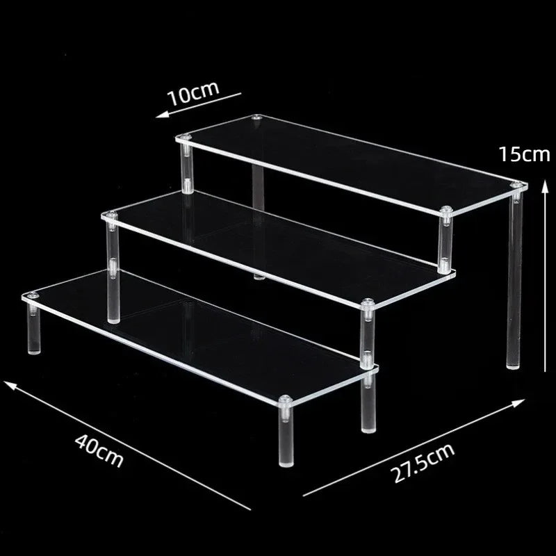 1-5 Tier Iridescent Acrylic Display Risers Stand Shelf for Figures Collectibles Cupcakes Perfumes Jewel Decorating & Organizing
