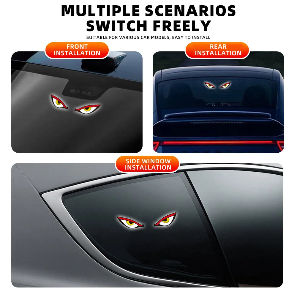 Solar Powered Car Neon Light Wireless Cool DEMON EYE Led Ambient Light Suction Cup USB Rechargeable Atmosphere Breathing Lamp