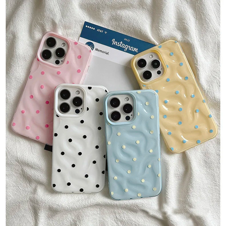 Polka Dot iPhone Case – Full Coverage Soft Cover for iPhone 11–17 Series