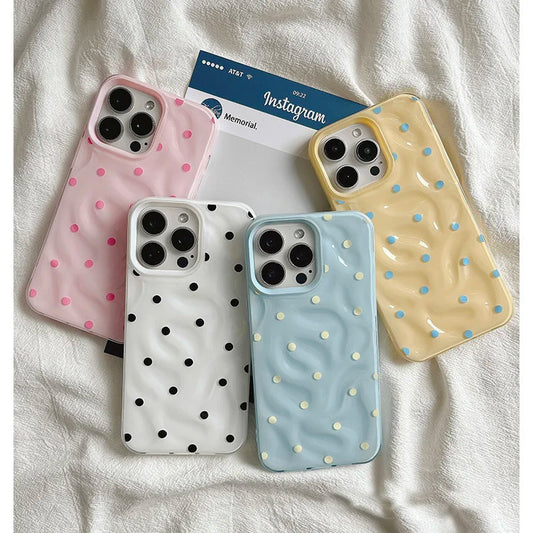 Polka Dot iPhone Case – Full Coverage Soft Cover for iPhone 11–17 Series