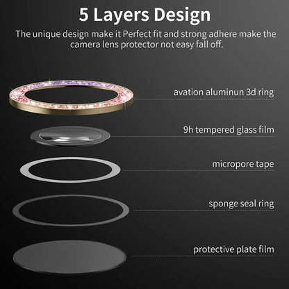 Diamond Glitter Lens Glass For Samsung Galaxy S26 Ultra Plus HD Clear Camera Protector For Samsung S25 S24 Metal Ring Lens Film