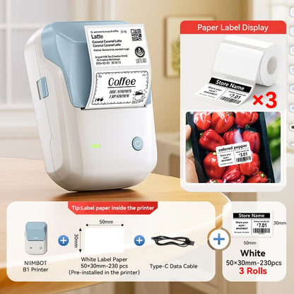 Portable Niimbot B1 Wireless Label Maker Adhesive Sticker Printer Labeling Machine DIY 20-50mm Labels for Office Home