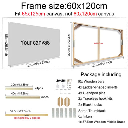 Various Sizes Canvas Frame Wooden Frames Natural Wooden Photo Oil Painting Canvas Diamond Painting Frames Canvas Wood Wall Frame