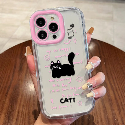Cut Cat Aninal Phone Case For iPhone 15 Funda iPhone 16 17 Pro Max 11 13 14 12 7 8 Plus SE 2020 Air 17promax Silicone Soft Cover