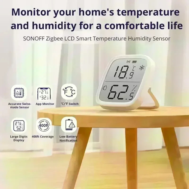 SONOFF SNZB 02D Zigbee Temperature Humidity Sensor SNZB-02D with LCD Screen for EWeLink SONOFF ZigBee Bridge Alexa Alice