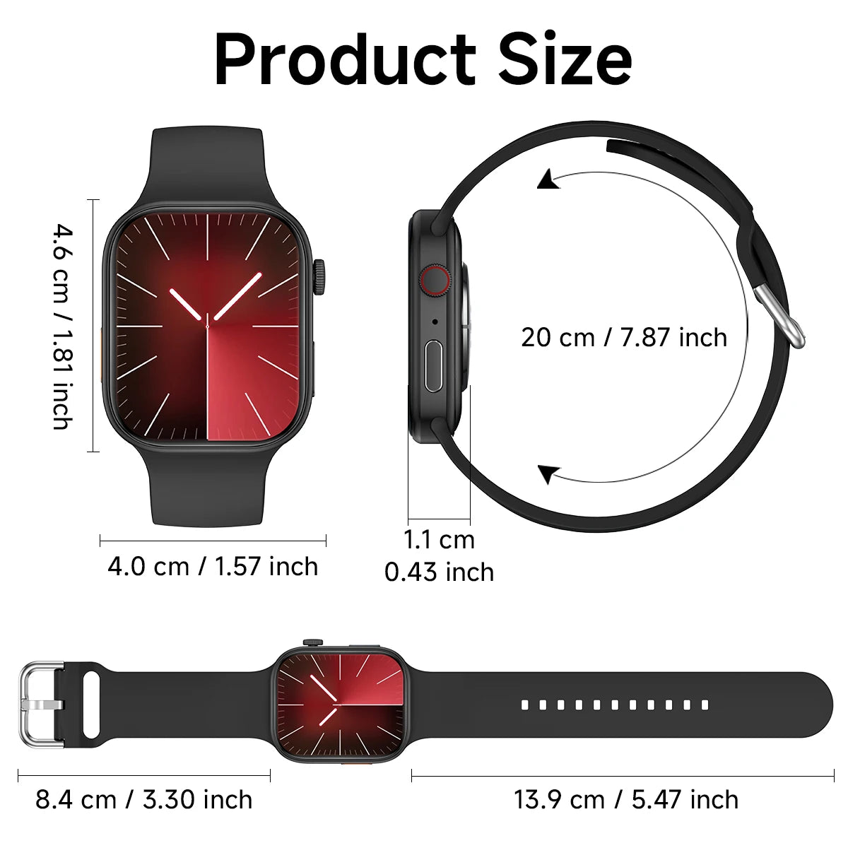 Smart Watch, Wireless Call, HD Screen, Outdoor Fitness Tracker, Sports Mode,Sedentary Reminder, Message Push, Music Control, Suitable for Android & iPhone, Unisex, Ideal as a Gift