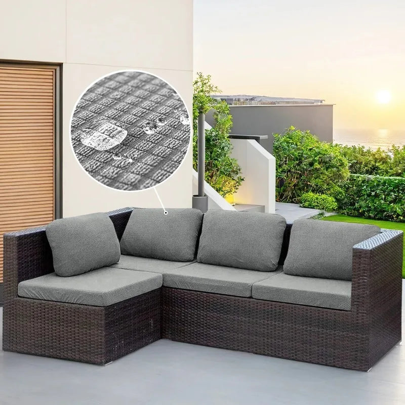 Waffle Jacquard Patio Sofa Cover Waterproof Splash Polar Fleece Sofa Seat Cushion Slipcover Home Garden Decor Elastic Sofa Case