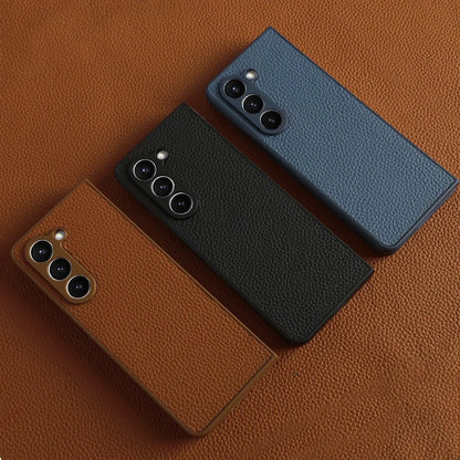 For Case Samsung Galaxy Z Fold 5 Fold4 Fold3 Fundas Luxury Litchi Genuine Leather Cases for Galaxy Fold5 Phone Cover Coque Shell
