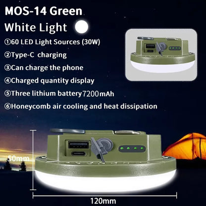 MOSLIGHTING 7200Mah LED Tent Light Rechargeable Lantern Portable Outdoor Camping Lamp Multifunctional Endurance High-Power Light