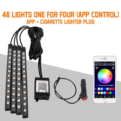 RGB Car Interior Ambient LED Light with Music Sync and App Control