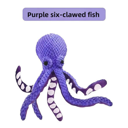 Squeaky Octopus Dog Toy, Pineapple Plush Chew Toy with Squeaker&CrinkleTentacles,InteractiveDentalPuppyToy for Small Medium Dogs