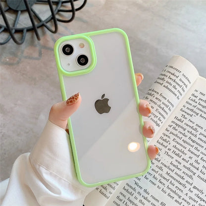 Candy Color Transparent Acrylic iPhone Case – TPU Full Coverage Cover for iPhone 7–15 Series