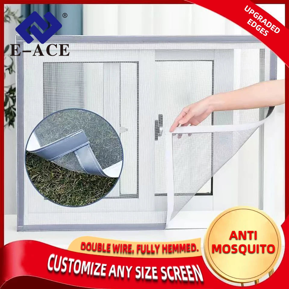 White Custom Size Self-adhesive Anti-mosquito Window Screen Summer Insect-proof Reusable Door Window Mesh Home Protection Mosqui