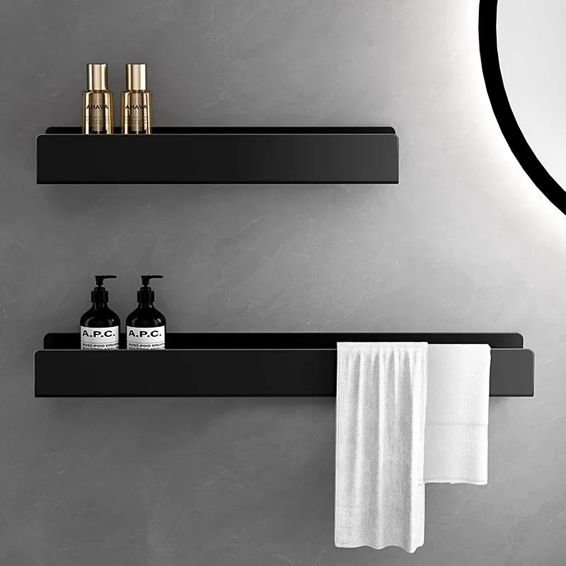 Aluminum Alloy Bathroom Organizer No Drill Wall Mounted Shelf for Toilet Bathroom Vanity Storage