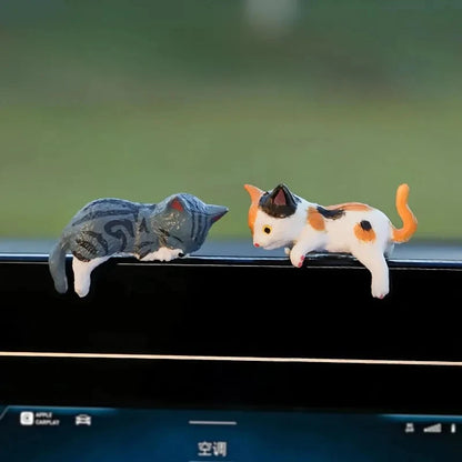 5 pieces of mini cartoon cat car decorations, cute cat images used for edge decoration of car screens, creative micro landscapes