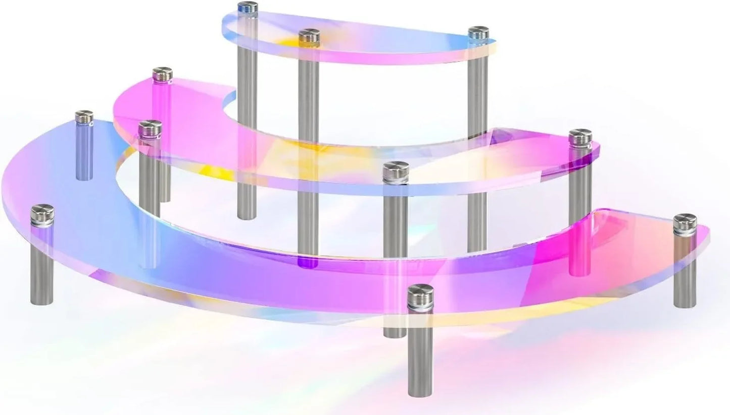 1-5 Tier Iridescent Acrylic Display Risers Stand Shelf for Figures Collectibles Cupcakes Perfumes Jewel Decorating & Organizing