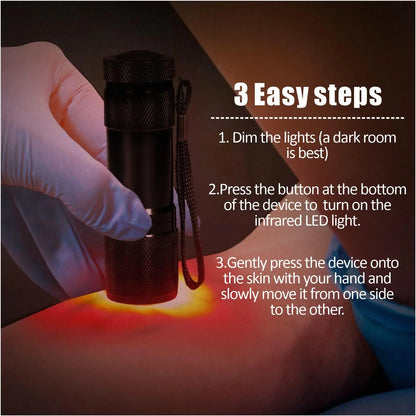 Vein Finder 9*625nm Red Light LED Flashlight Infrared Vein Locator Nurse Injection Vein Viewer Blood Vessel Lamp Mini AAA Torch