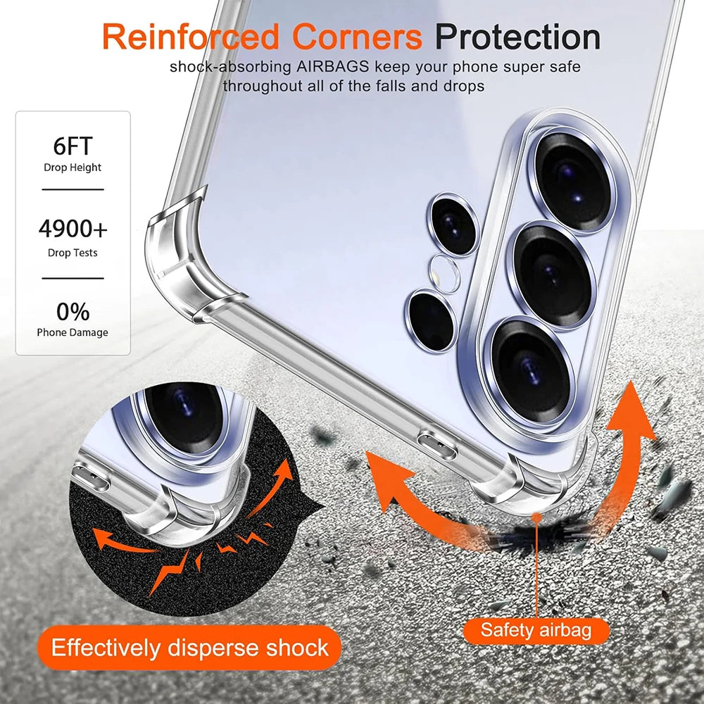 S26ultra Shockproof Silicone Case For Samsung Galaxy S26 Ultra S26+ Plus Clear Airbag Clear Soft Shell For SamsungS26 Cover 2026