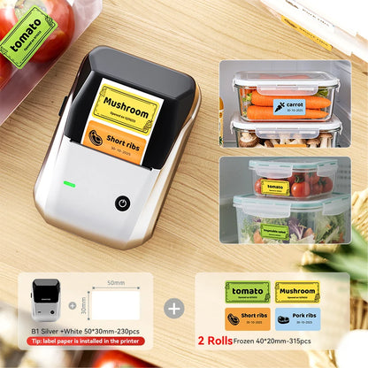 Niimbot B1 Wireless Thermal Label Printer Food Tag Barcode Price Small Business 20-50mm Print Width Label Machine for Home
