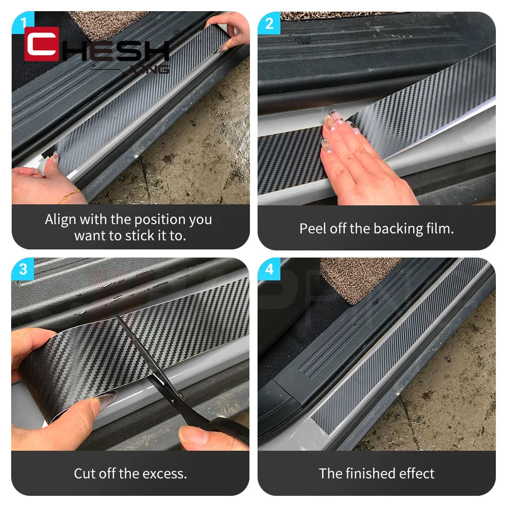 3D Carbon Fiber Car Sticker Paste Protector Glossy Black Vinyl Wrap Film Car Wrap Sheet Film Waterproof Protection Accessories
