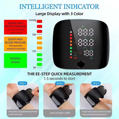 Rechargeable Wrist Blood Pressure Monitor-Digital Sphygmomanometer with English Voice Alert,Medical Tonometer Health Tracking