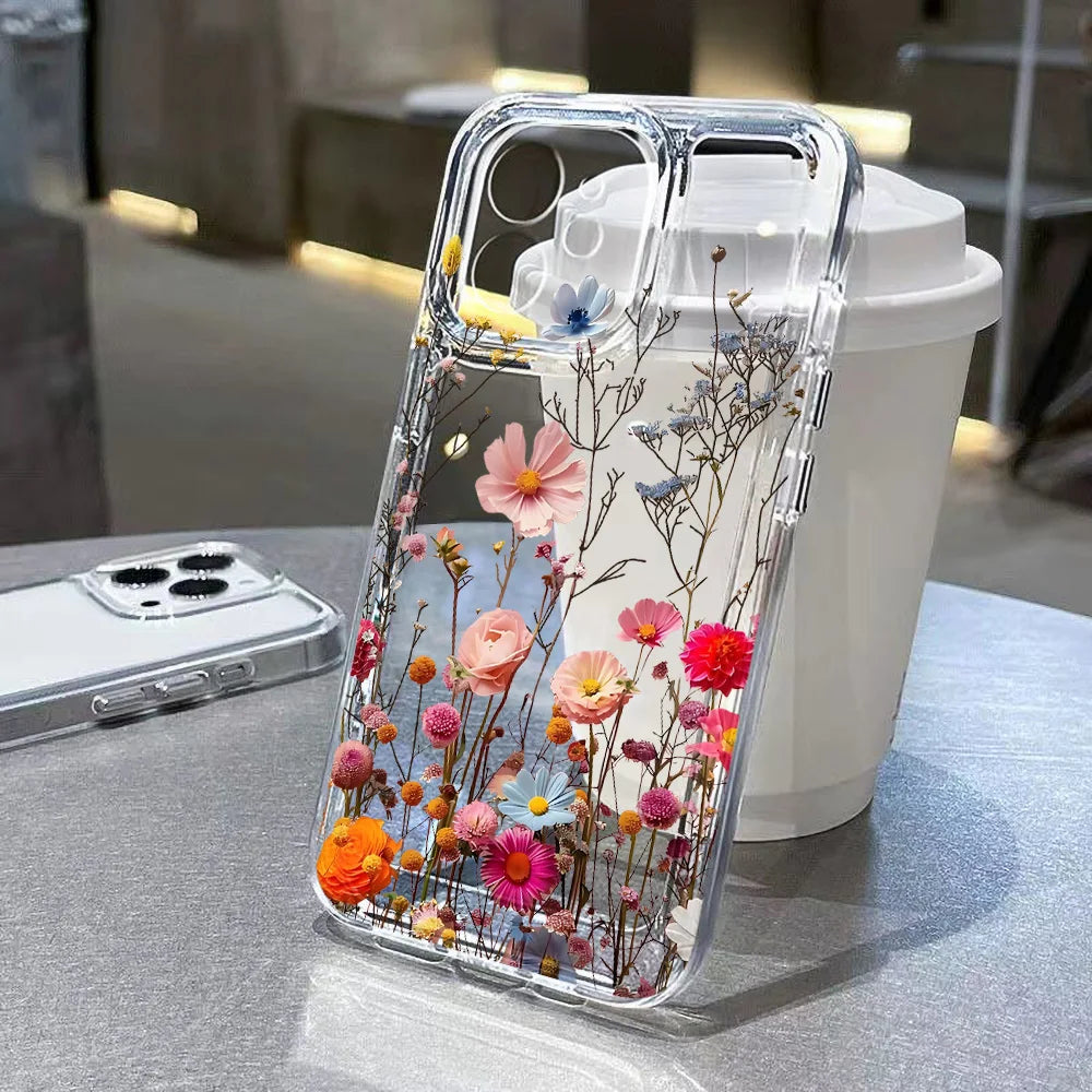 Cute Flower Clear Case For Samsung Galaxy A56 5G A57 A36 S26 S25 Ultra S24 FE S23 Case A37 A55 A54 A26 A07 A17 Shockproof Cover