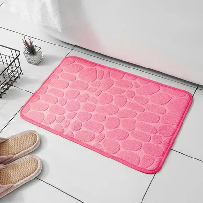 Microfiber Embossed Pebble Bath Mat – Anti-Slip Floor Rug