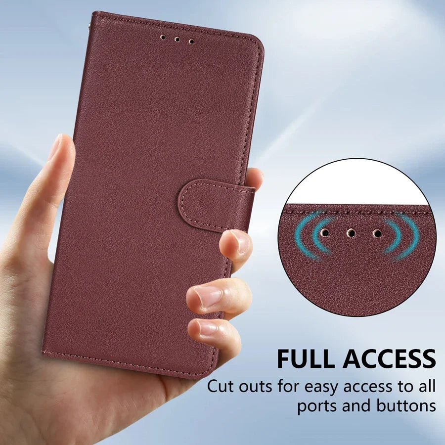 Wallet Flip Leather Case for Samsung Galaxy A Series – Card Slots, Stand, and Magnetic Closure