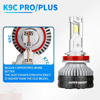 DAWN KNIGHT K9C H11 H7 H4 Very Powerful Front LED Car Lamp 6000K 4300K Efficient Cooling System H1 HB3 HB4 Lights 12V 2pcs